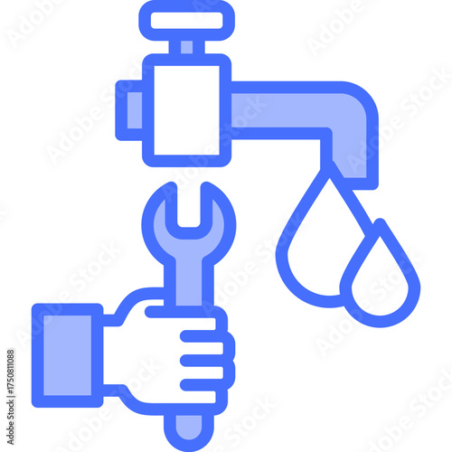 Plumbing Service blue icon