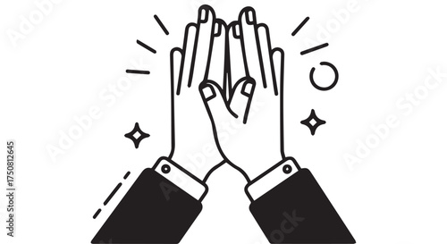 Two hands giving a high five in celebration isolated on transparent background