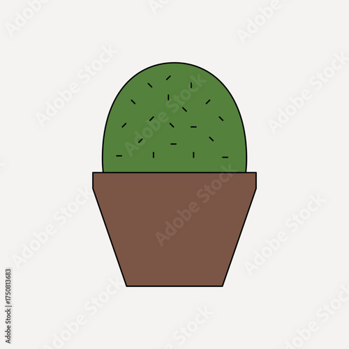 Cactus houseplant pot, flat collage element vector