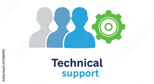 Technical support team with a gear icon, isolated on transparent background
