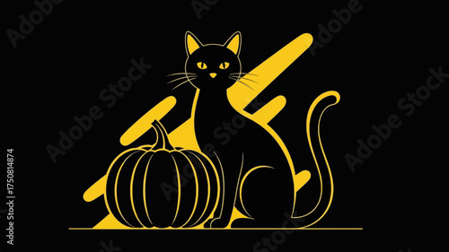 Ghost Parade cute ghosts marching, flat cartoon style, black background with yellow accents