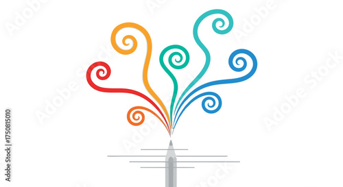 Pencil drawing colorful swirls, representing creativity and imagination isolated on transparent background