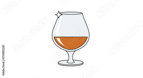 A glass of amber liquid with a sparkle.