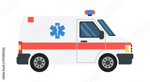 Ambulance emergency vehicle with medical symbol representing urgent healthcare service