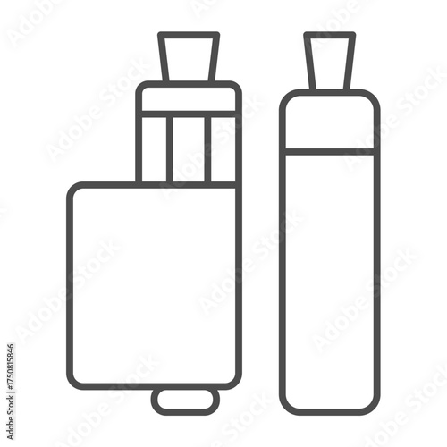 Two vape devices thin line icon, vaping concept. Vector graphics. Pen and regular vape sign on white background, outline style icon for mobile or web design.