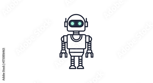 Minimalist robot outline illustration featuring sleek design on a plain background