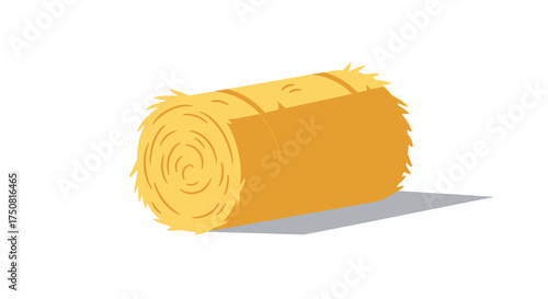 Illustrated Hay Bale: Depiction of Rural Agricultural Product for Harvesting Season