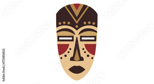 Abstract rendering of a cultural mask with tribal style and geometric patterns creating an ethnic