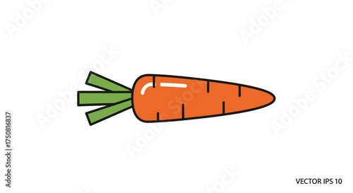 An isolated graphic rendition of a vibrant orange carrot on a pristine white backdrop ready for use