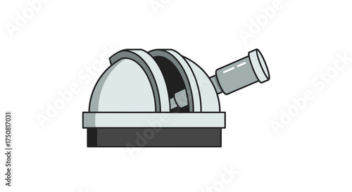 Cartoon style observatory illustration for scientific exploration and discovery concept