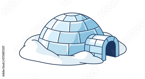 Delightful cartoon igloo with snow drifts offers a cozy arctic winter shelter illustration
