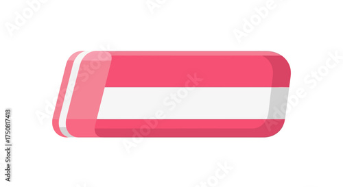 Minimalist illustration of a pink eraser with a white band on a clean white background