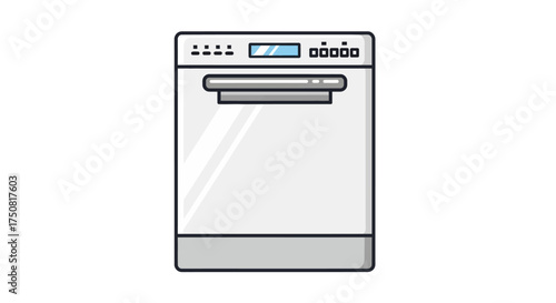Stylized illustration of a modern dishwasher appliance for a spotless kitchen experience