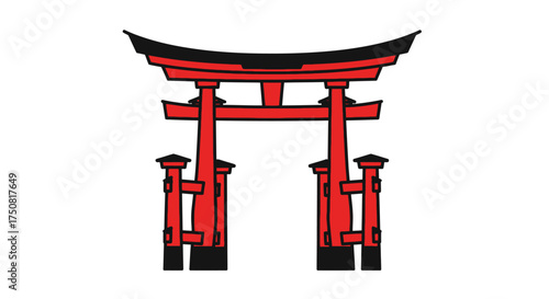 Japanese Torii Gate Illustration Representing Tradition and Spiritual Passage