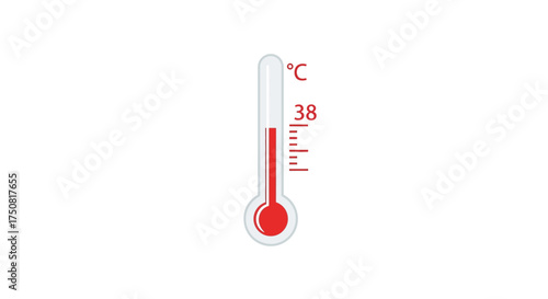 Illustration representing fever or elevated body temperature with a red thermometer