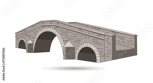 Ancient stone bridge with arches, a timeless illustration of architecture and engineering heritage