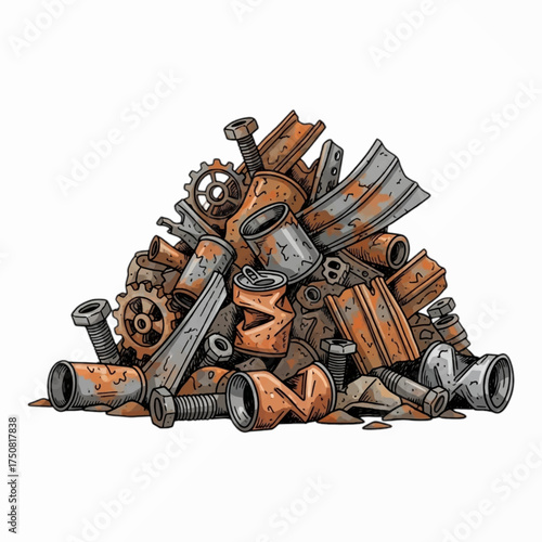 Vector metal scraps, isolated on white background.