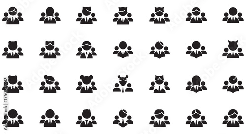 Collection of diverse business people icons isolated on transparent background