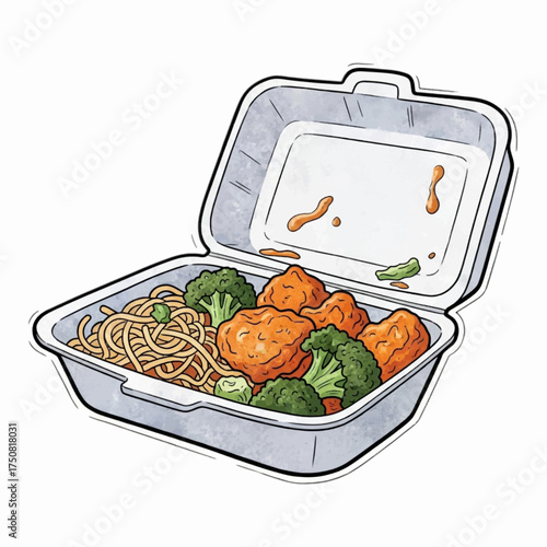 Vector takeout container, isolated on white background.