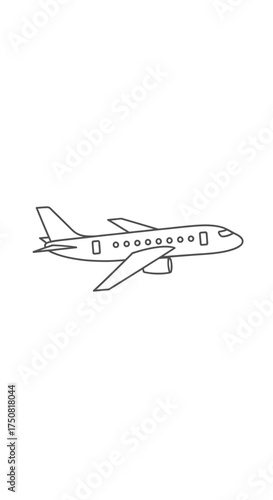 Airplane outline drawing for aviation and travel themes.
