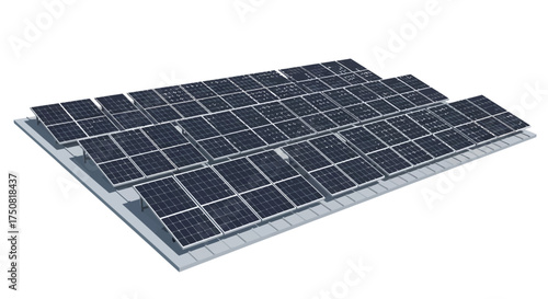 Array of Solar Panels on a White Background.