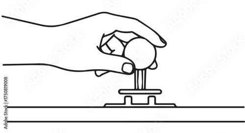 Closeup of a hand operating a joystick, isolated on transparent background