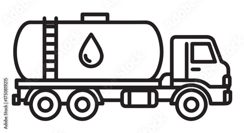 Illustration of a water tanker truck isolated on transparent background