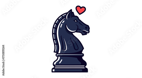 Black Chess Knight with Heart Symbol.