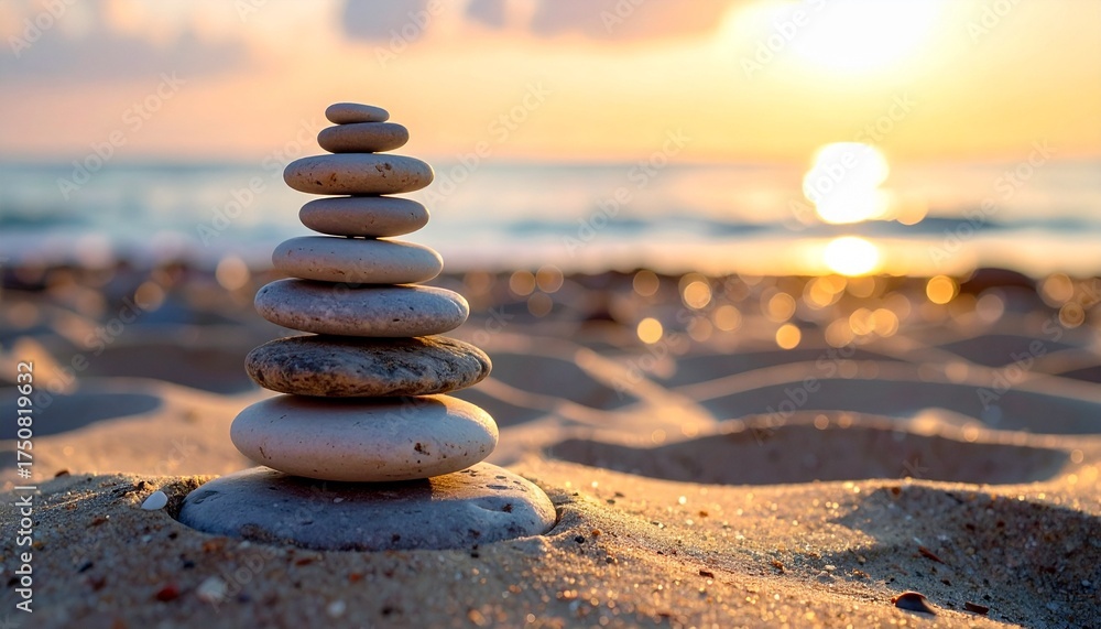 Fototapeta premium zen stones on the beach