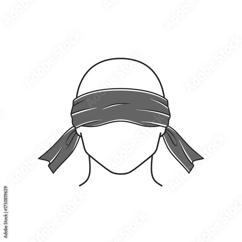 Blindfolded person illustration concept of mystery and uncertainty.