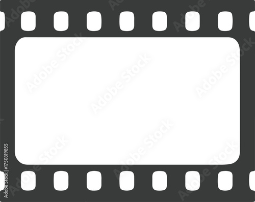 Gray film strip with perforations on a white background movie cinema
