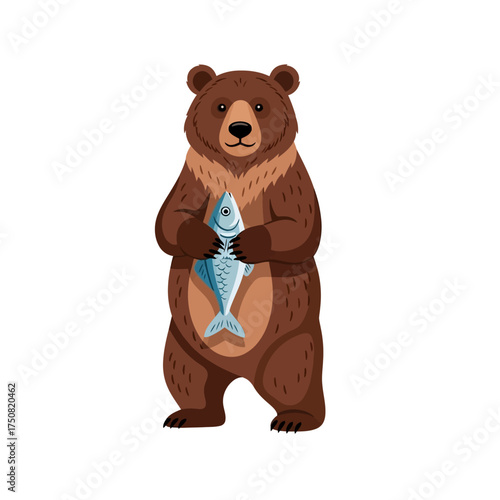 Brown Bear Holding a Fish.