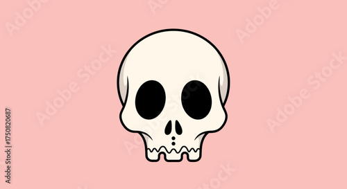 Charming yet spooky cartoon skull illustration. This iconic Hal (71).ai inspired design features a simple head bone on a soft pink canvas, perfect for modern digital projects