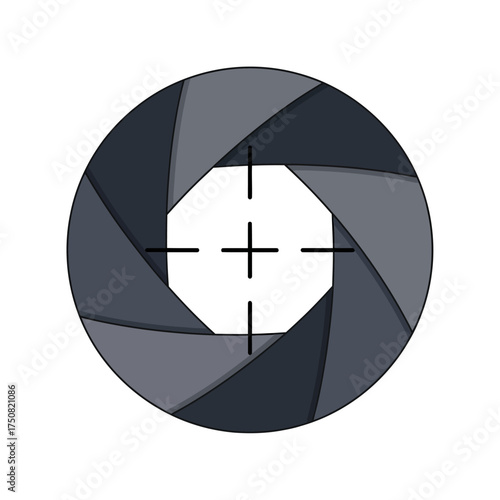 Camera Aperture and Crosshairs Symbol.