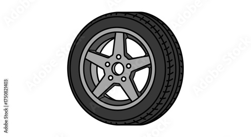 Car Tire and Wheel.