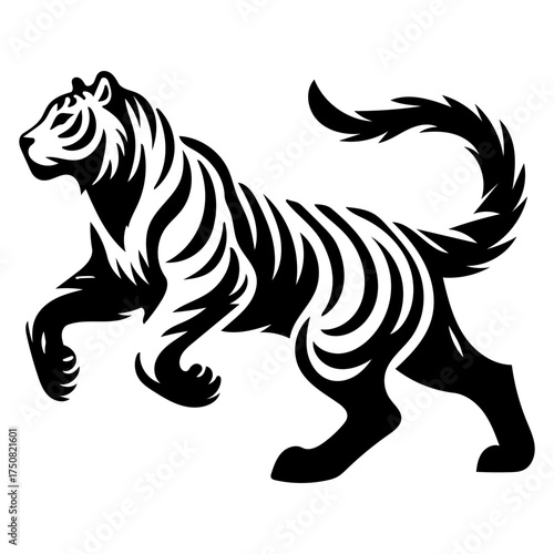 Powerful Tiger Head Silhouette Design for Wildlife Conservation and Mascot Logos Flat Vector Illustration