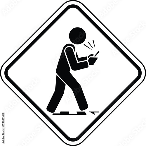 Warning Sign of Person Walking While Using Mobile Phone pedestrian