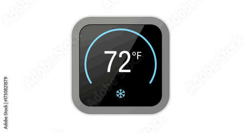 Digital climate control interface showing a comfortable 72 degrees Fahrenheit temperature