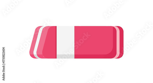 A vector illustration showcasing a pink and white eraser, isolated on a white background, ideal