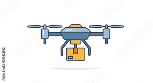 Stylized vector illustration showcasing a drone delivering package swiftly and efficiently