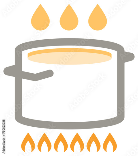 A boiling pot icon vector representing the cooking process for tea or boba pearls.