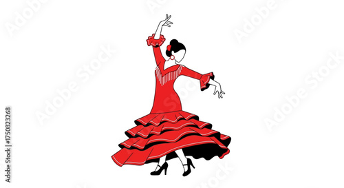 Passionate flamenco dancer in a vivid red ruffled dress capturing the spirit of tradition and