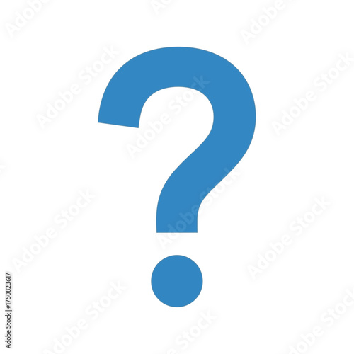 A large blue question mark symbol against a stark white background representing uncertainty confusion and the need for answers in a simple graphic