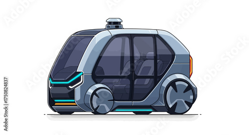 Sleek futuristic pod car design with clean lines perfect for transportation illustrations