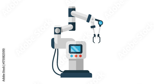Automated robotic arm illustration featuring precision industrial automation and advanced