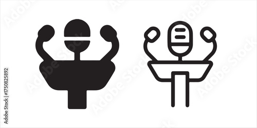 Dynamic public speaker podium icon for presentations, speeches, and conferences in modern black and white design for business and education materials.  vector illustration!