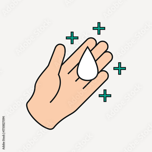 Hand using sanitizer, COVID-19 prevention graphic vector
