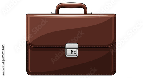 Classic Brown Leather Briefcase with Silver Clasp.