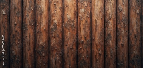 Detailed brown wood texture shows old tree trunks close up. Wooden background is great for your design. Natural bark pattern for wallpaper and backdrop. Lumber industry material close-up.