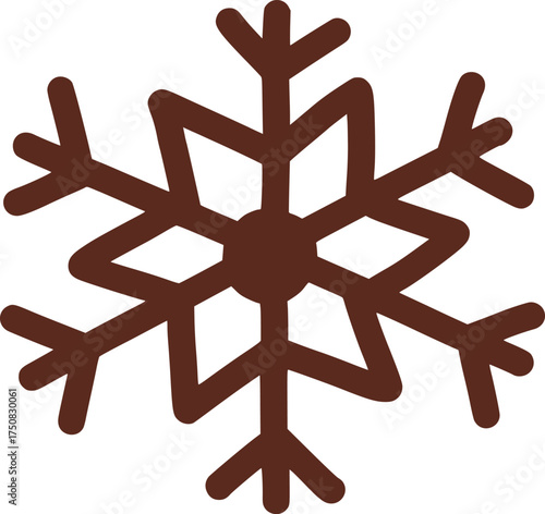 Brown Snowflake Icon on White Background winter cold